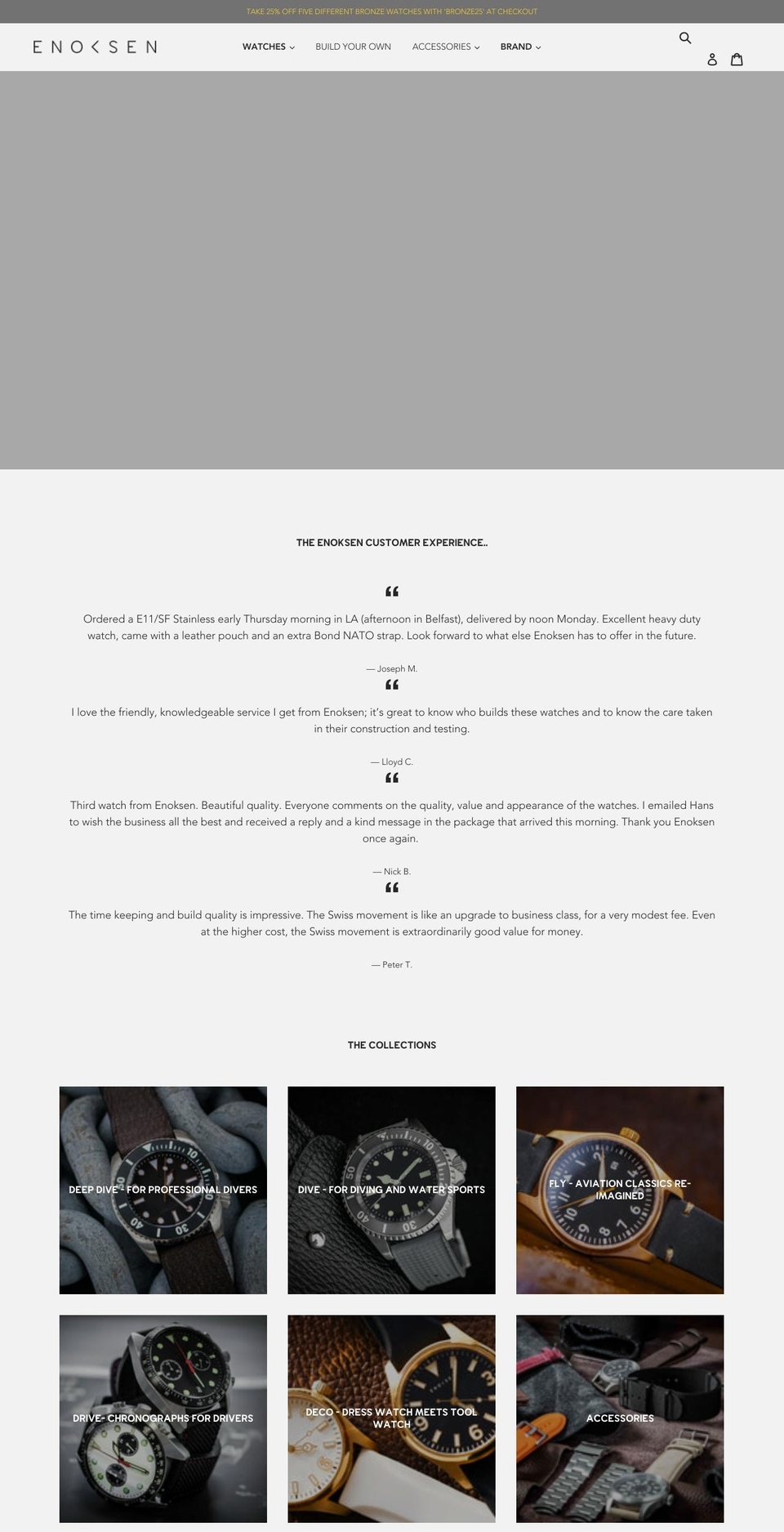 enoksenwatches.com shopify website screenshot