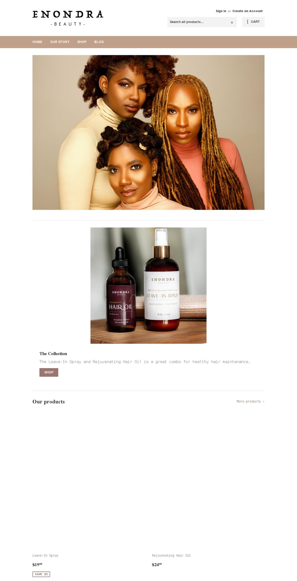 enondrabeauty.com shopify website screenshot