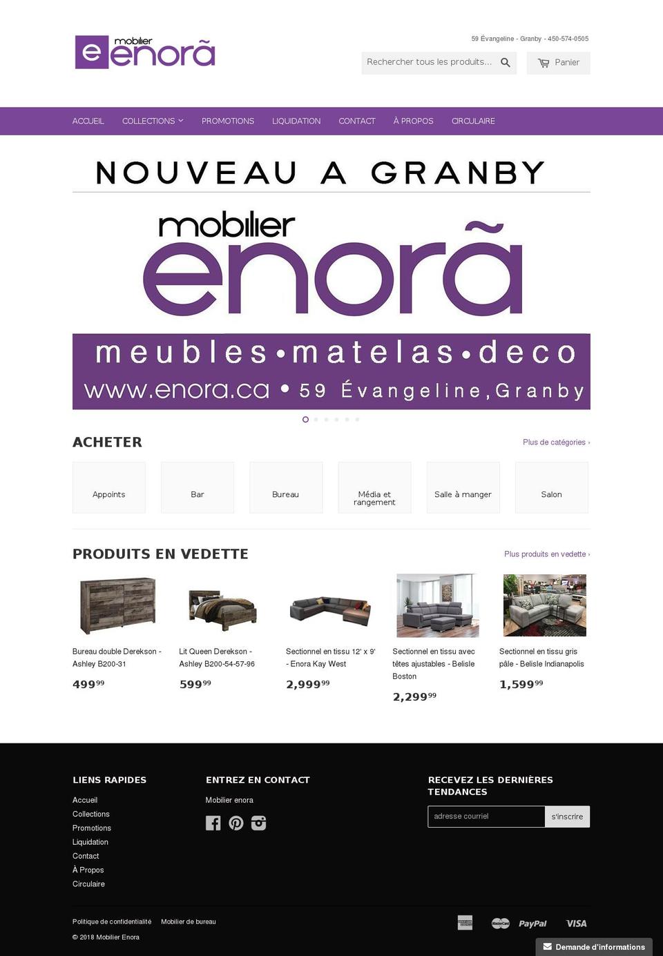 enora.ca shopify website screenshot