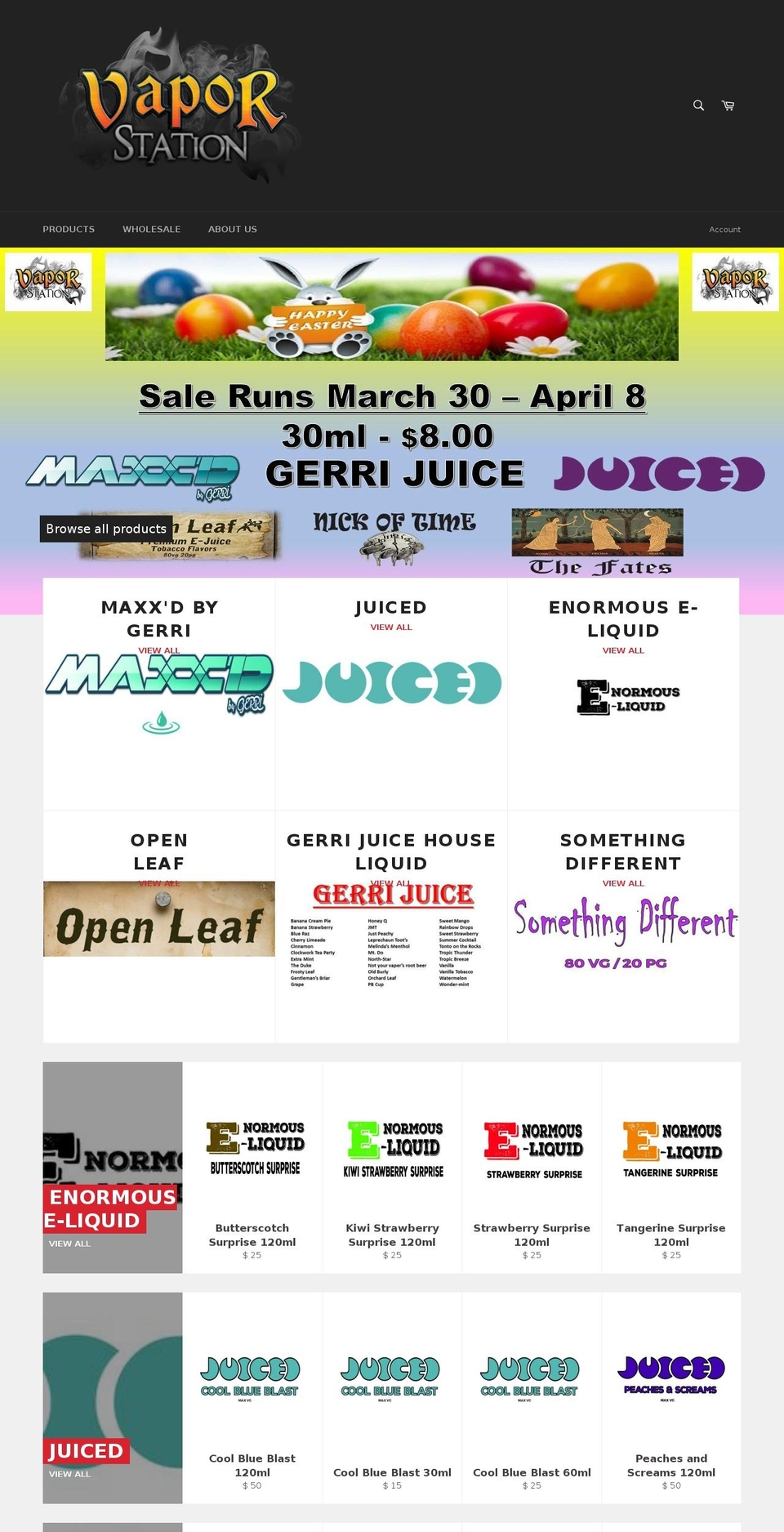 enormouseliquid.com — Shopify storefront screenshot