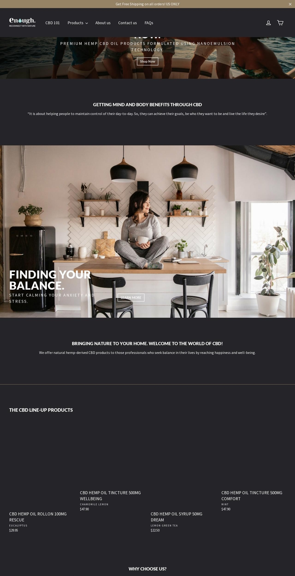 enoughcbd.com shopify website screenshot