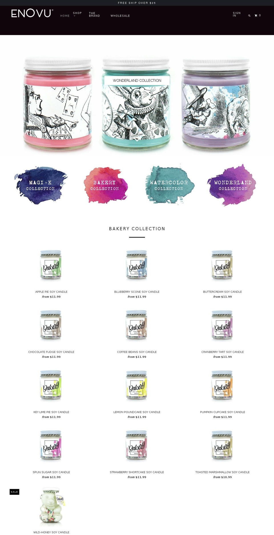 enovucandleco.com — Shopify storefront screenshot