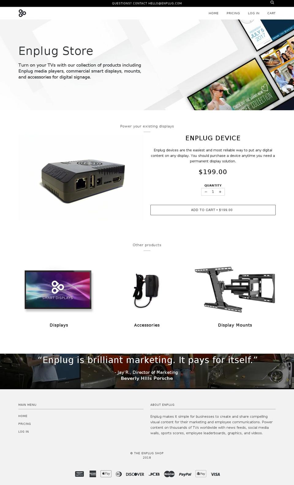 enplug.myshopify.com shopify website screenshot