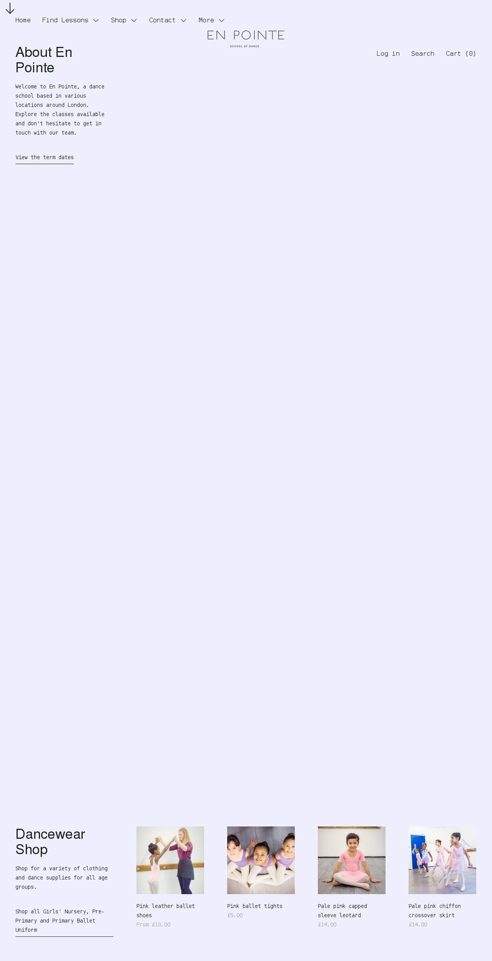 enpointedance.co.uk shopify website screenshot