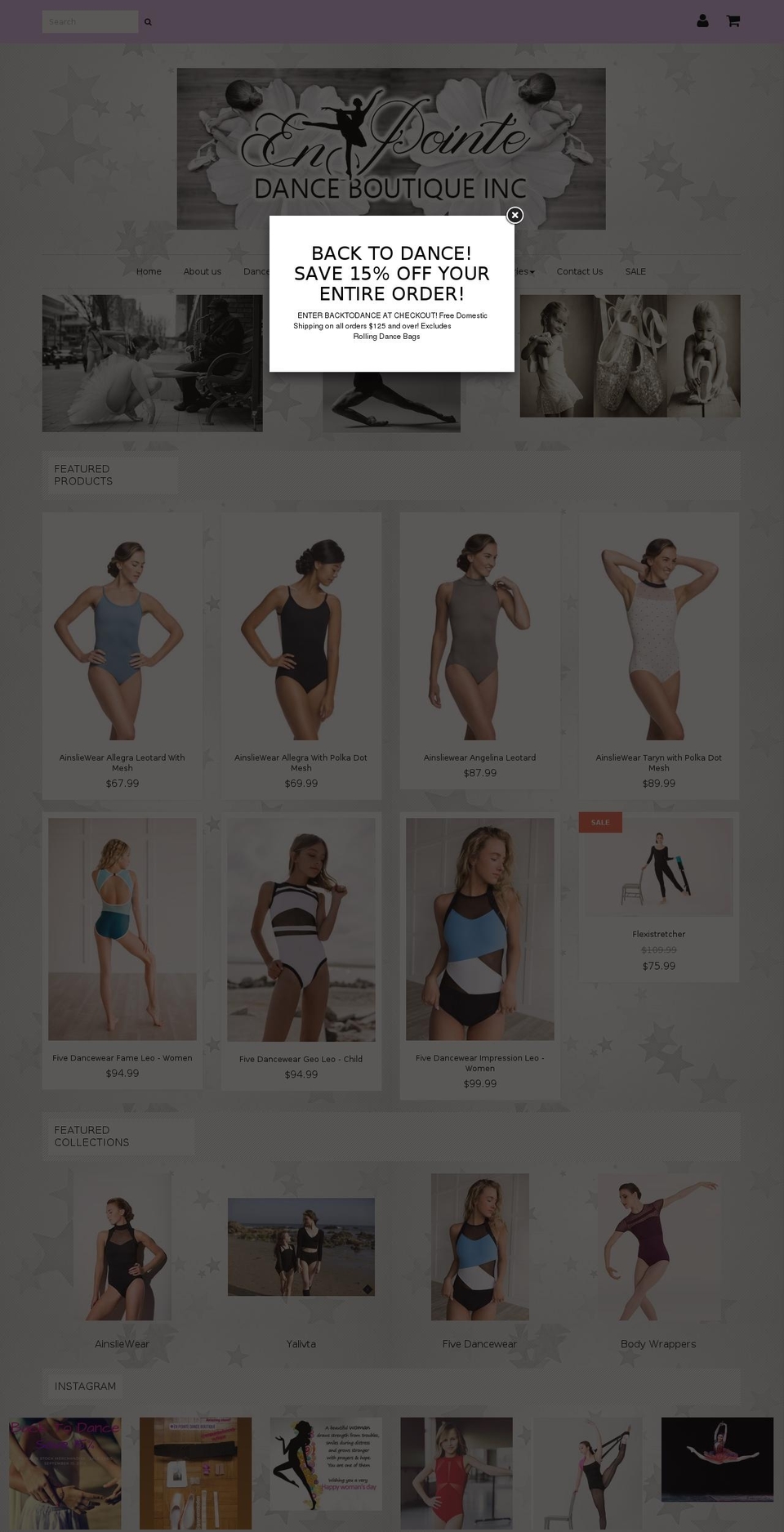 enpointedanceboutique.com — Shopify storefront screenshot