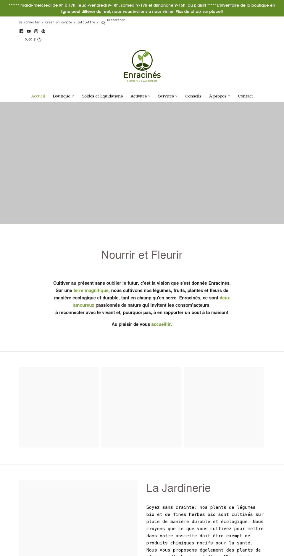 enracines.ca shopify website screenshot