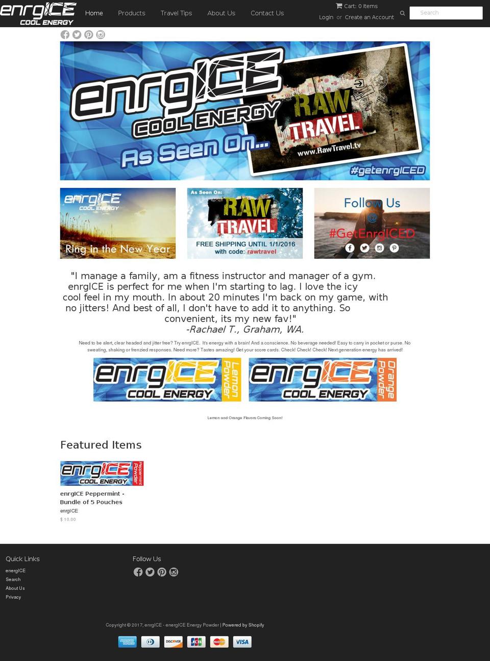 enrgice.com shopify website screenshot