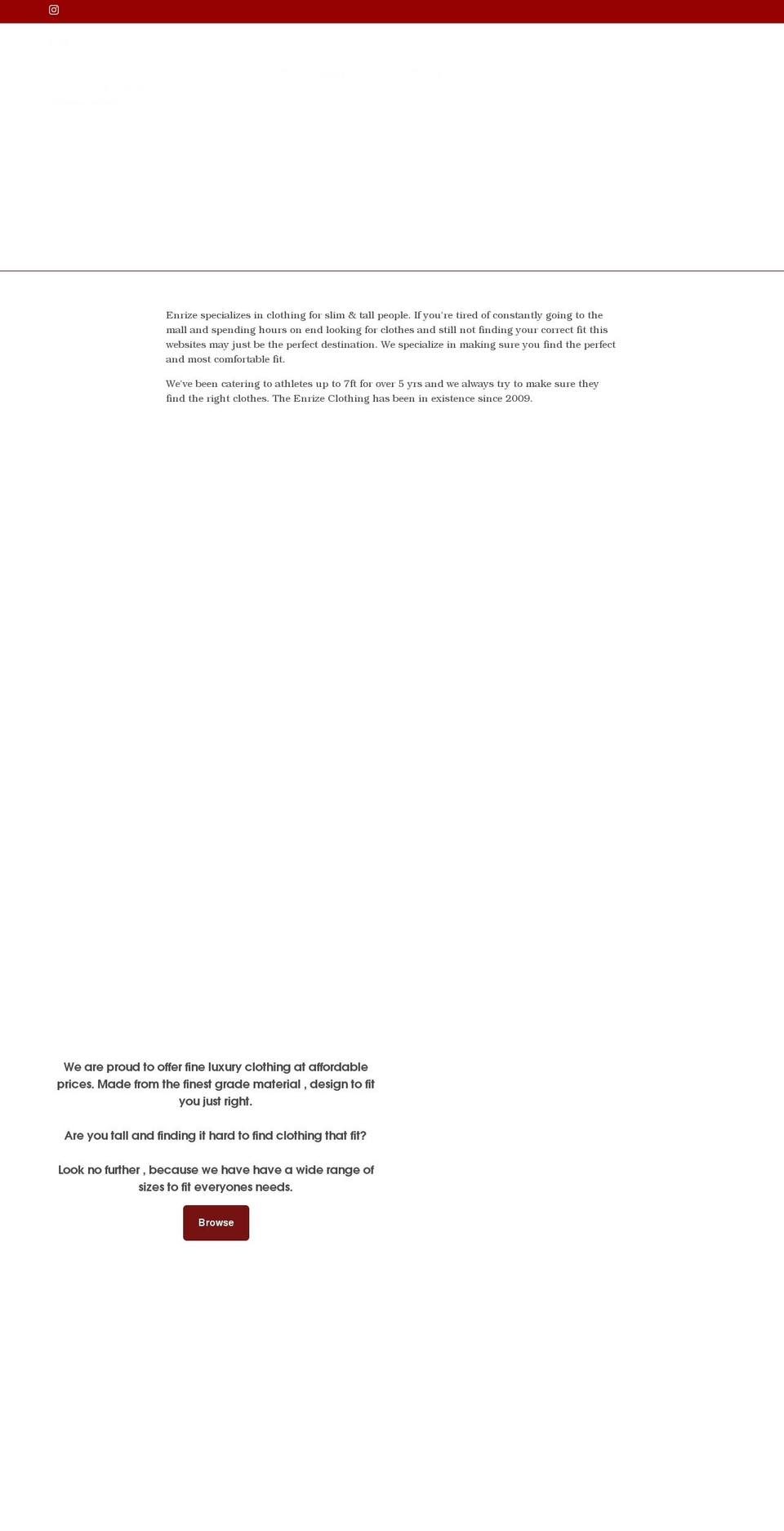 enrizeclothing.com shopify website screenshot