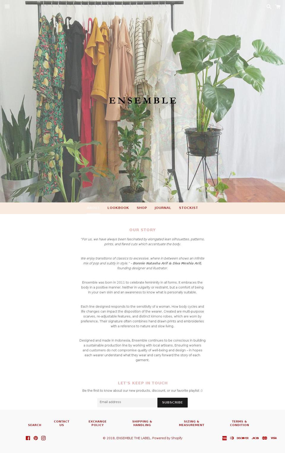 ensemble-thelabel.com shopify website screenshot