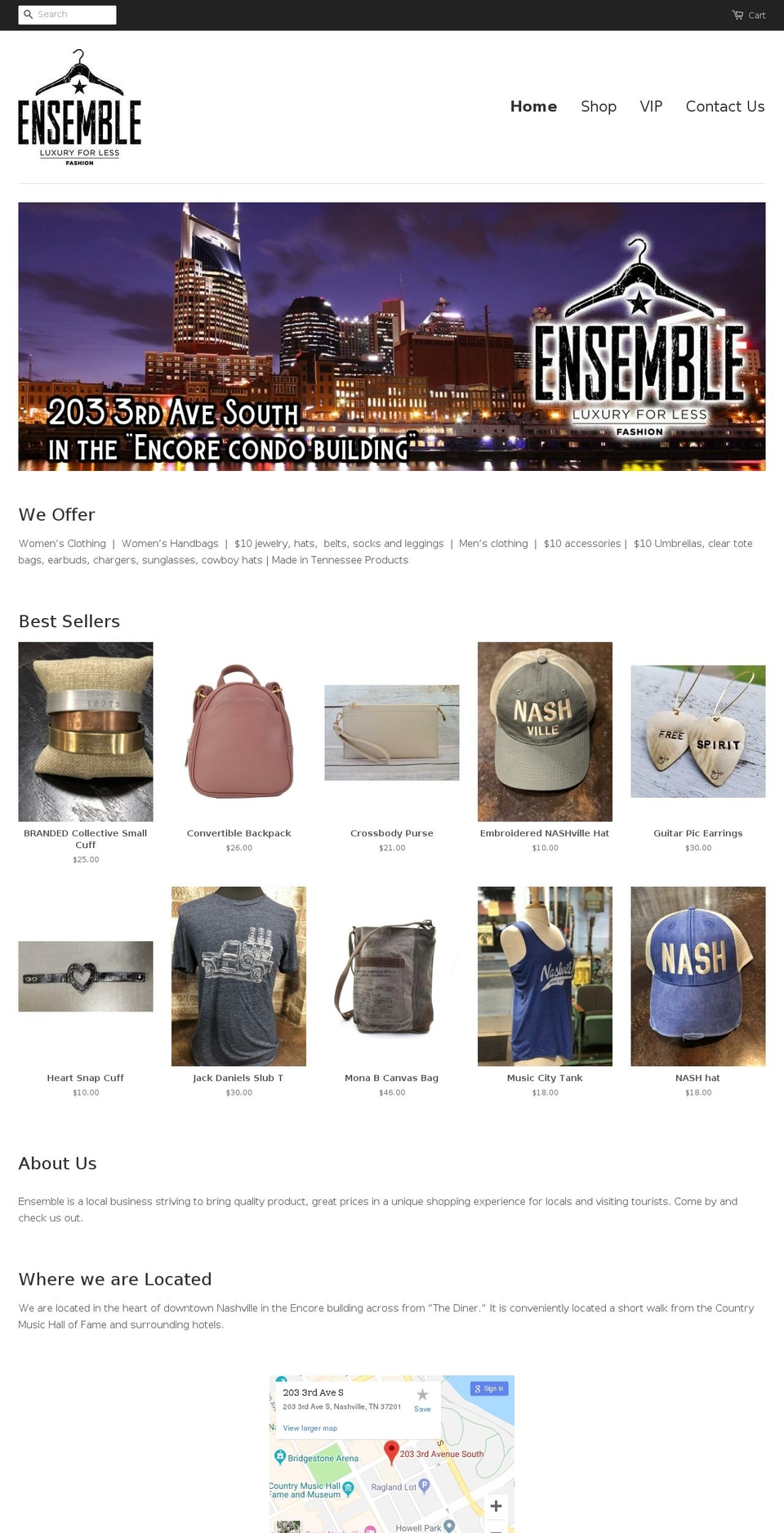 ensemblenashville.com — Shopify storefront screenshot