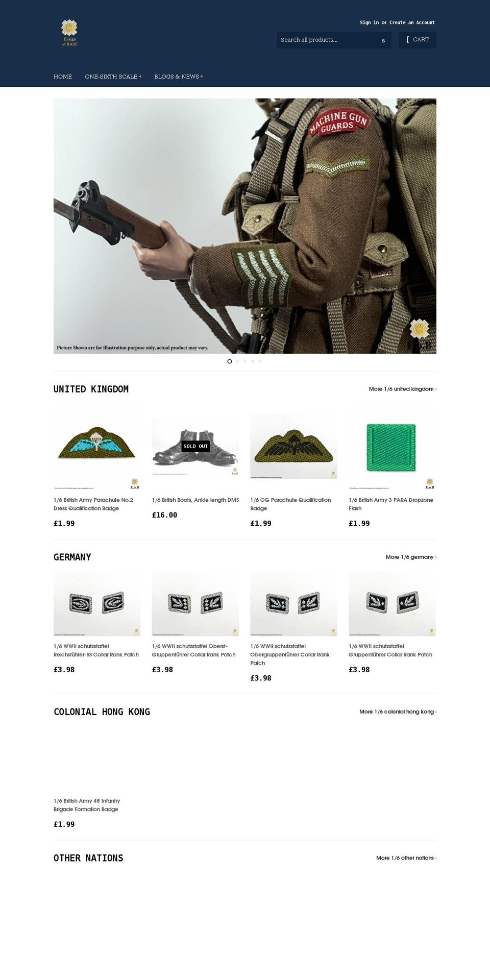 ensignofbase.com shopify website screenshot