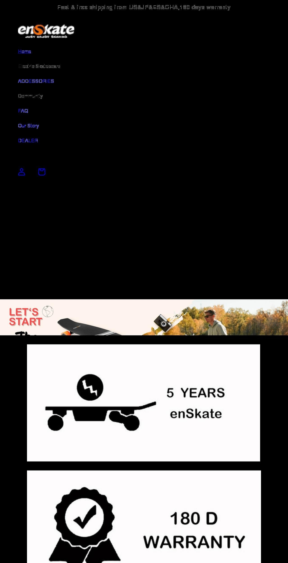enskateboard.com shopify website screenshot
