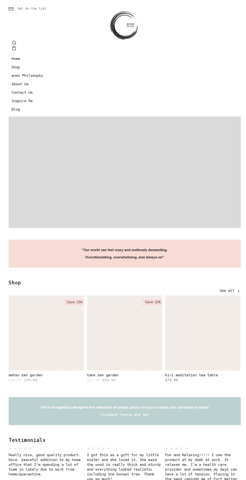 ensosensory.com shopify website screenshot