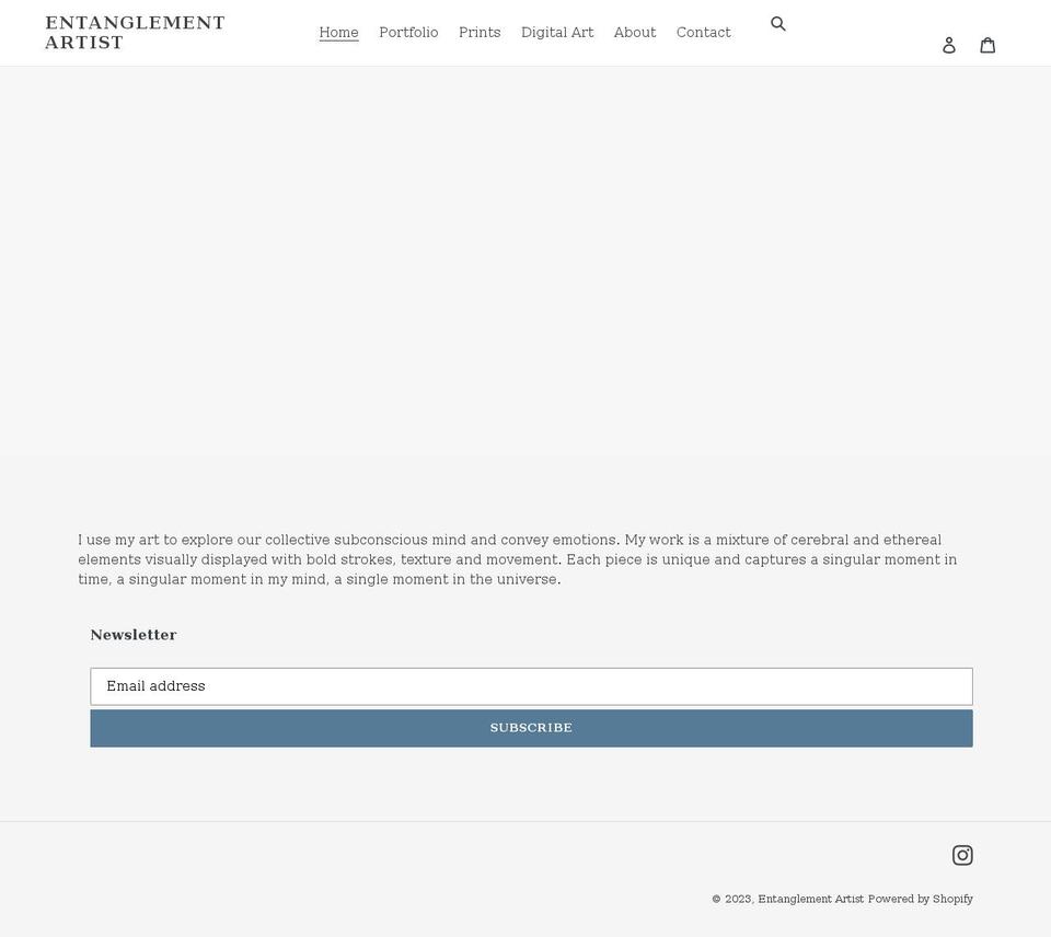 entanglementartist.com shopify website screenshot