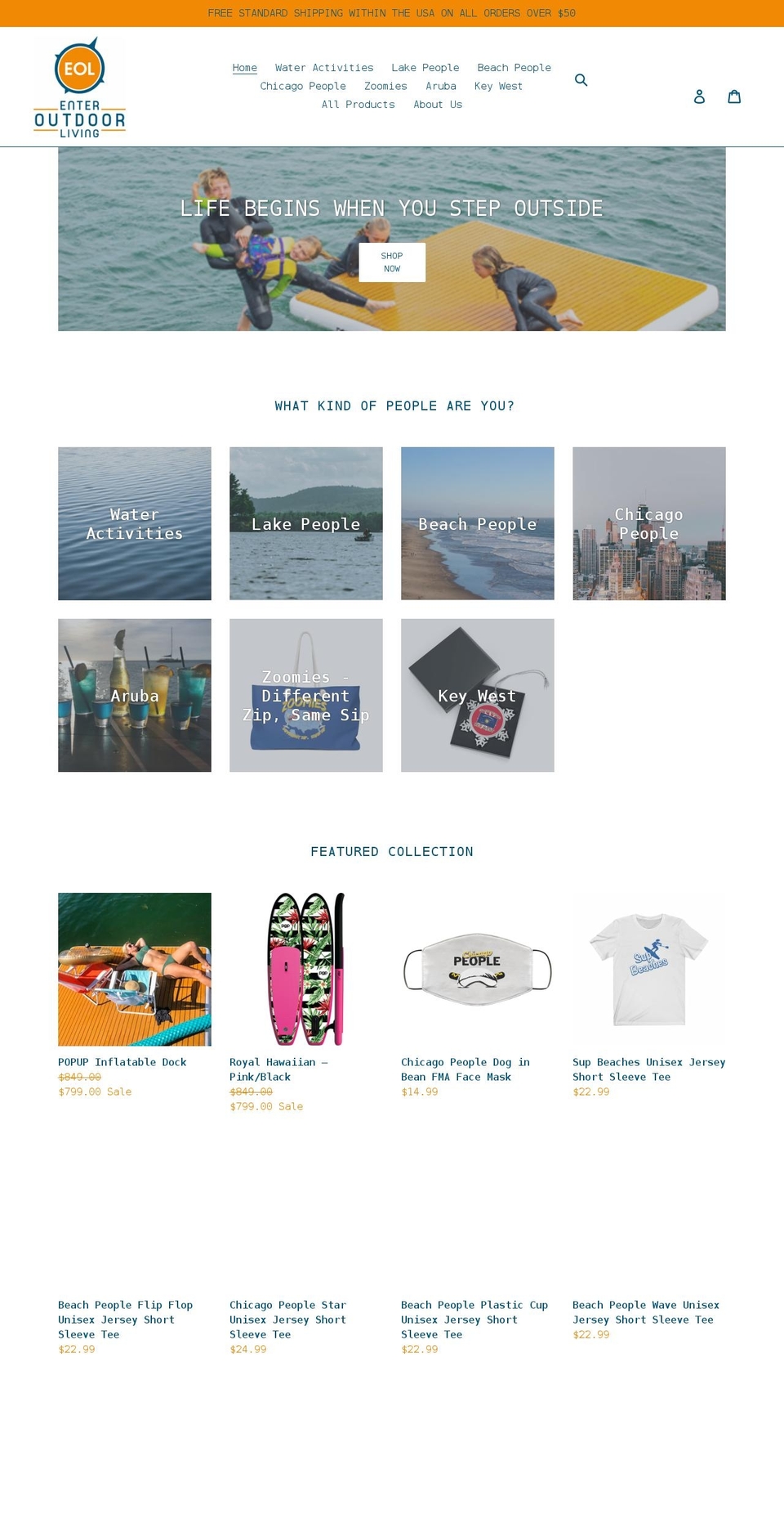 enter-outdoor-living.com shopify website screenshot