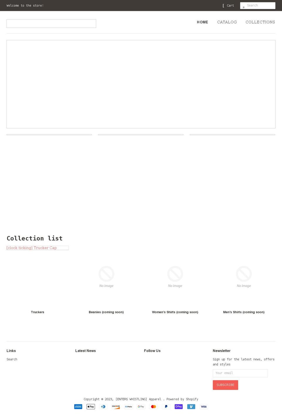 enterswhistlingapparel.com shopify website screenshot