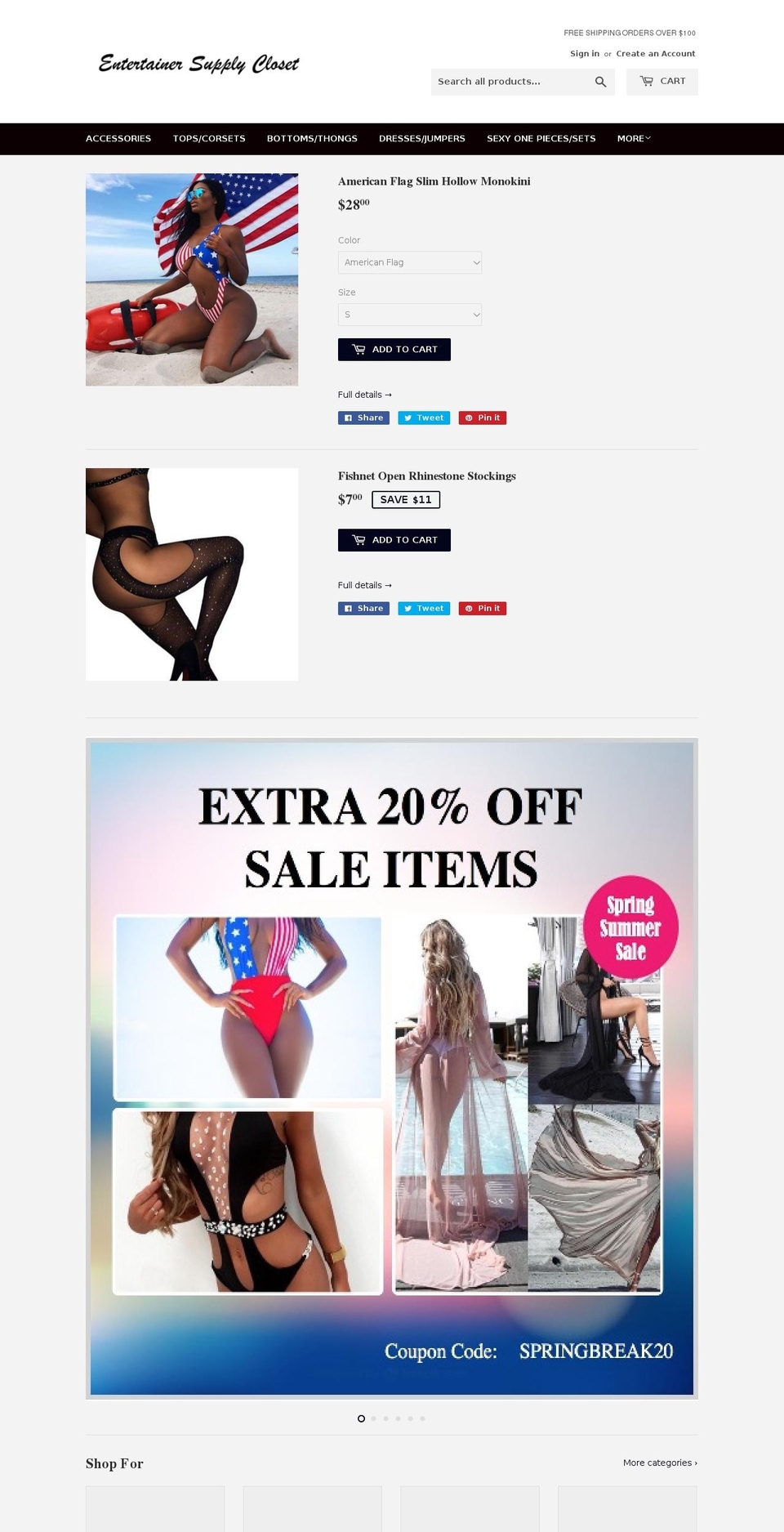 entertainersupplycloset.com — Shopify storefront screenshot