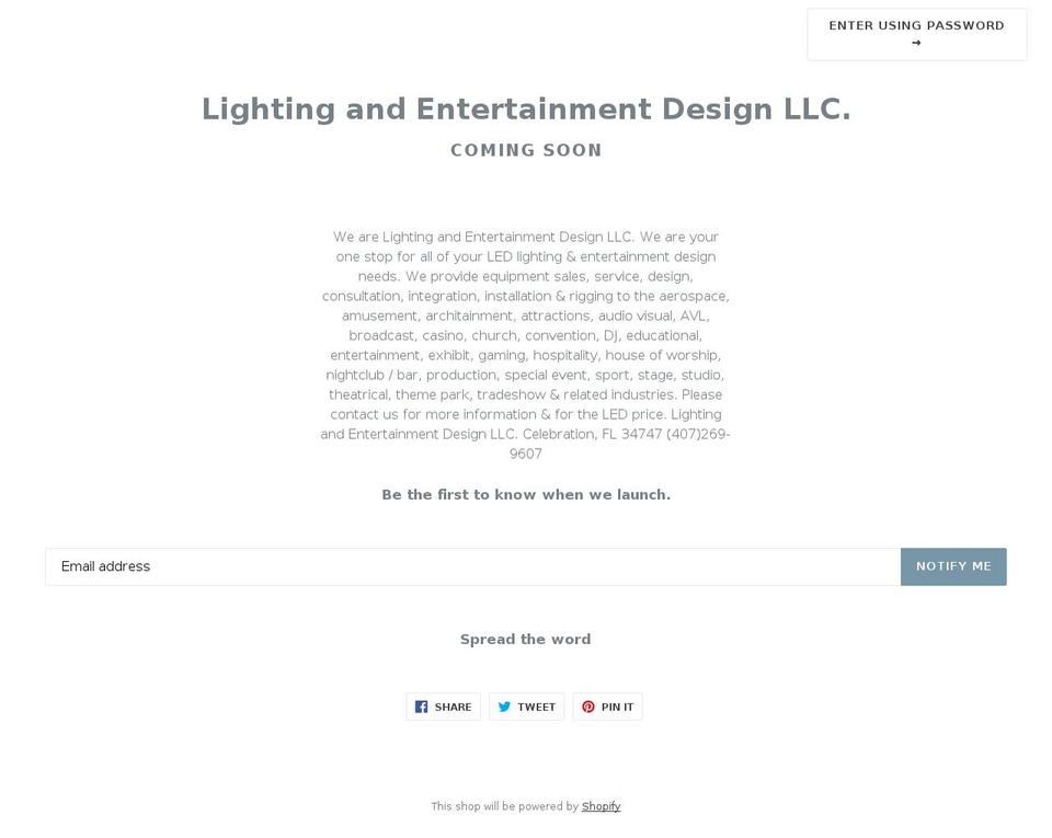 entertainmentdesignandtechnology.com — Shopify storefront screenshot
