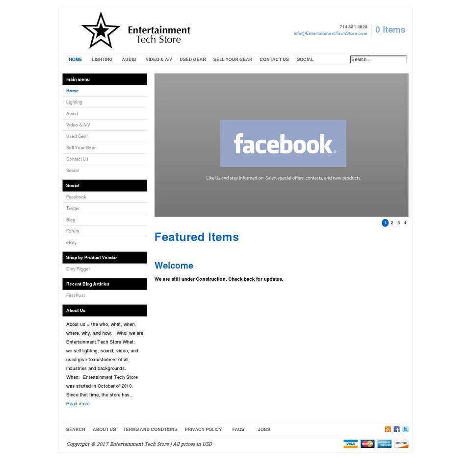 entertainmenttechstore.com shopify website screenshot