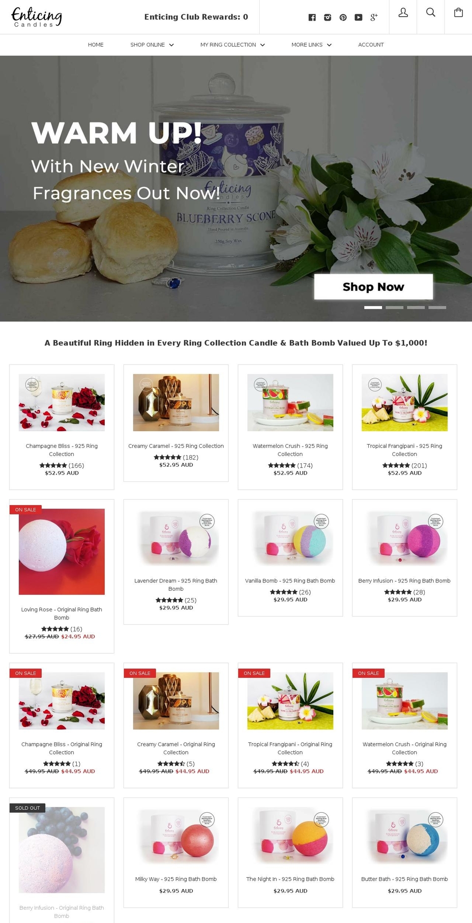 Enticing Candles Paid Theme Shopify theme site example enticingaustralia.com