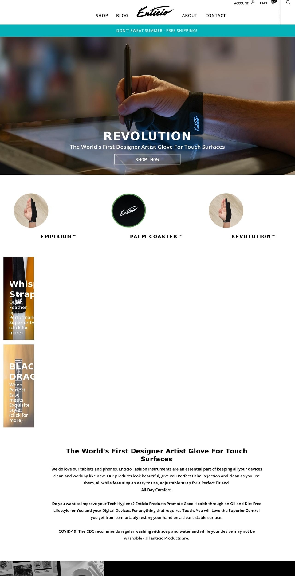 enticio.com shopify website screenshot