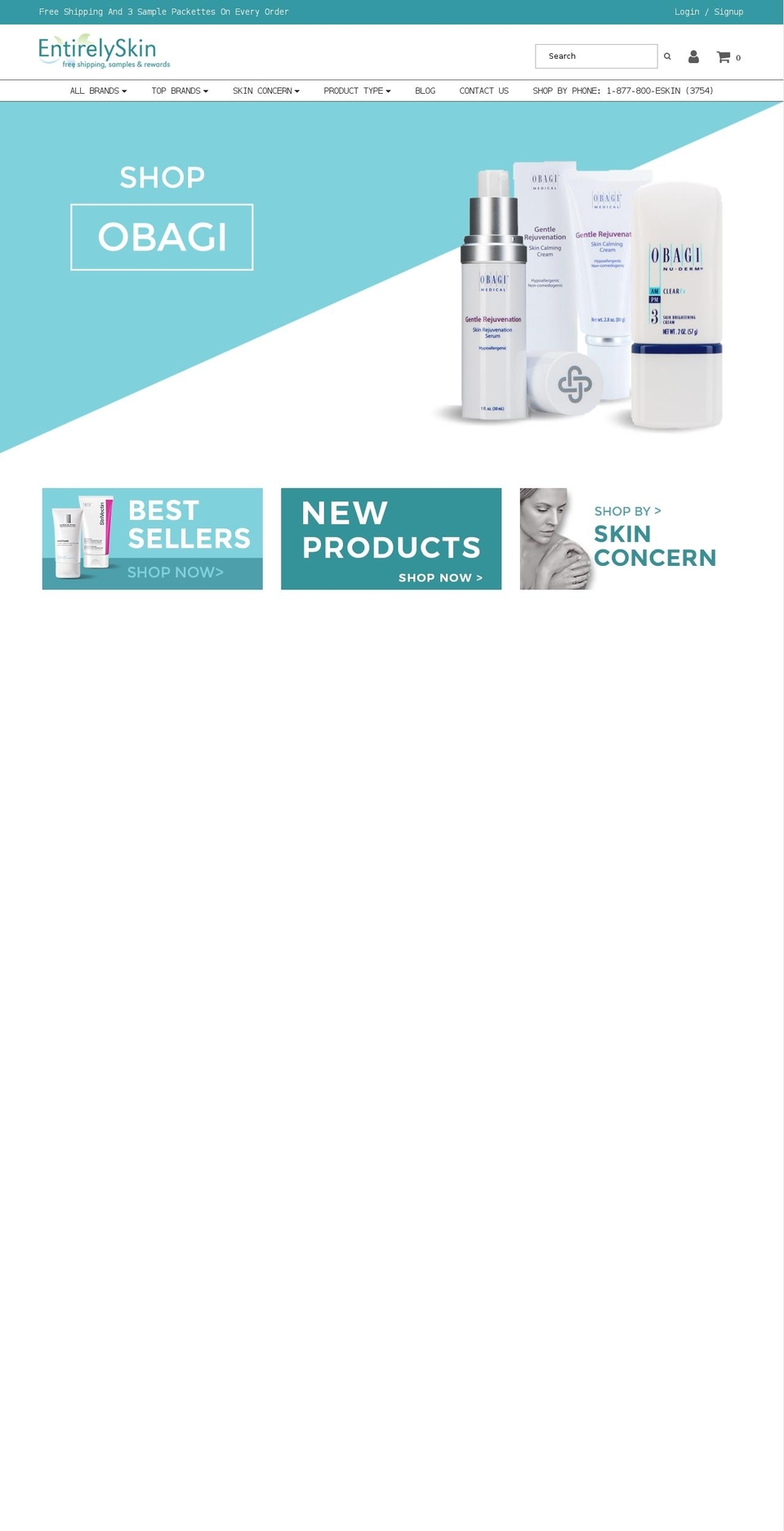 entirelyskin.com shopify website screenshot