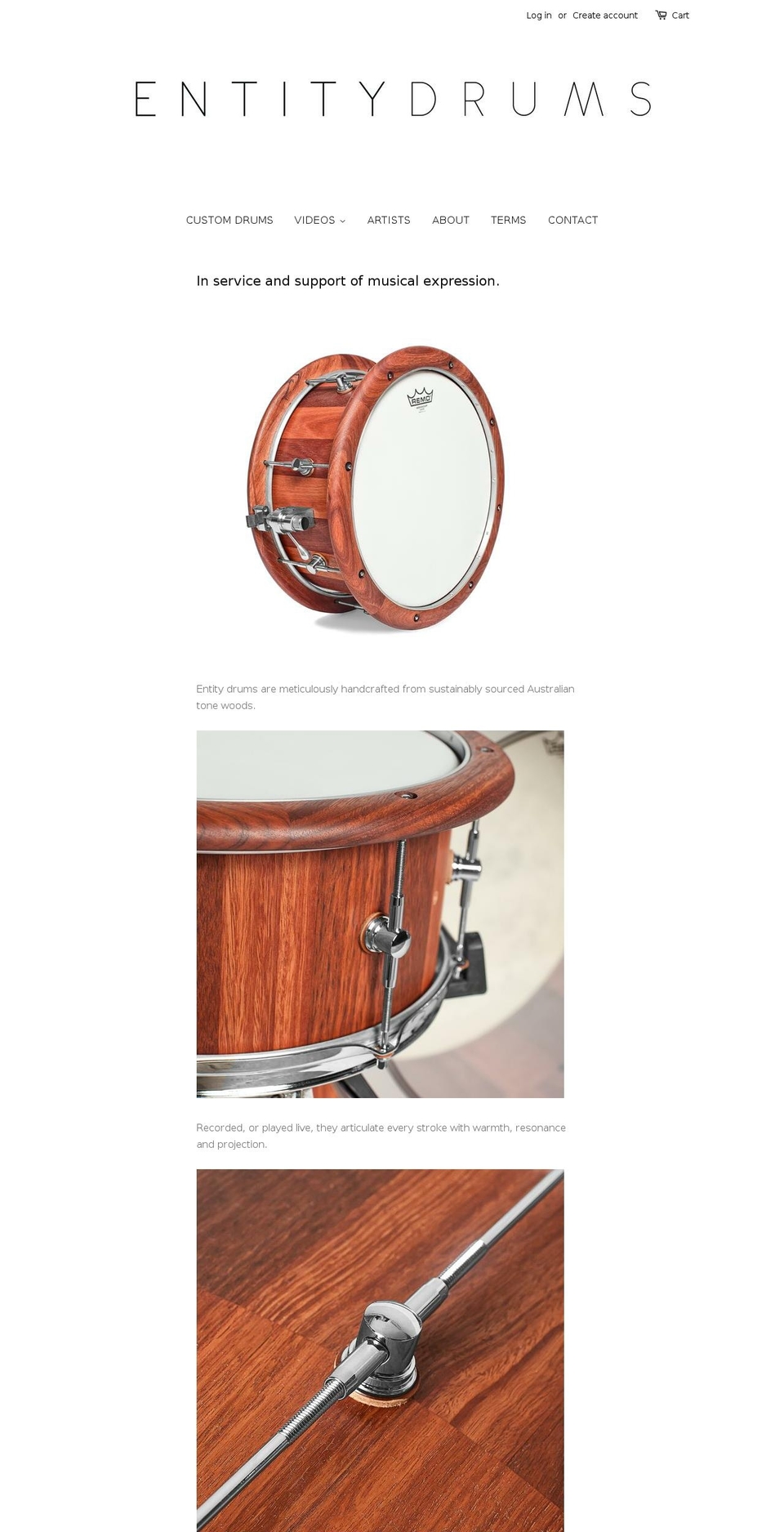 entitydrums.com — Shopify storefront screenshot