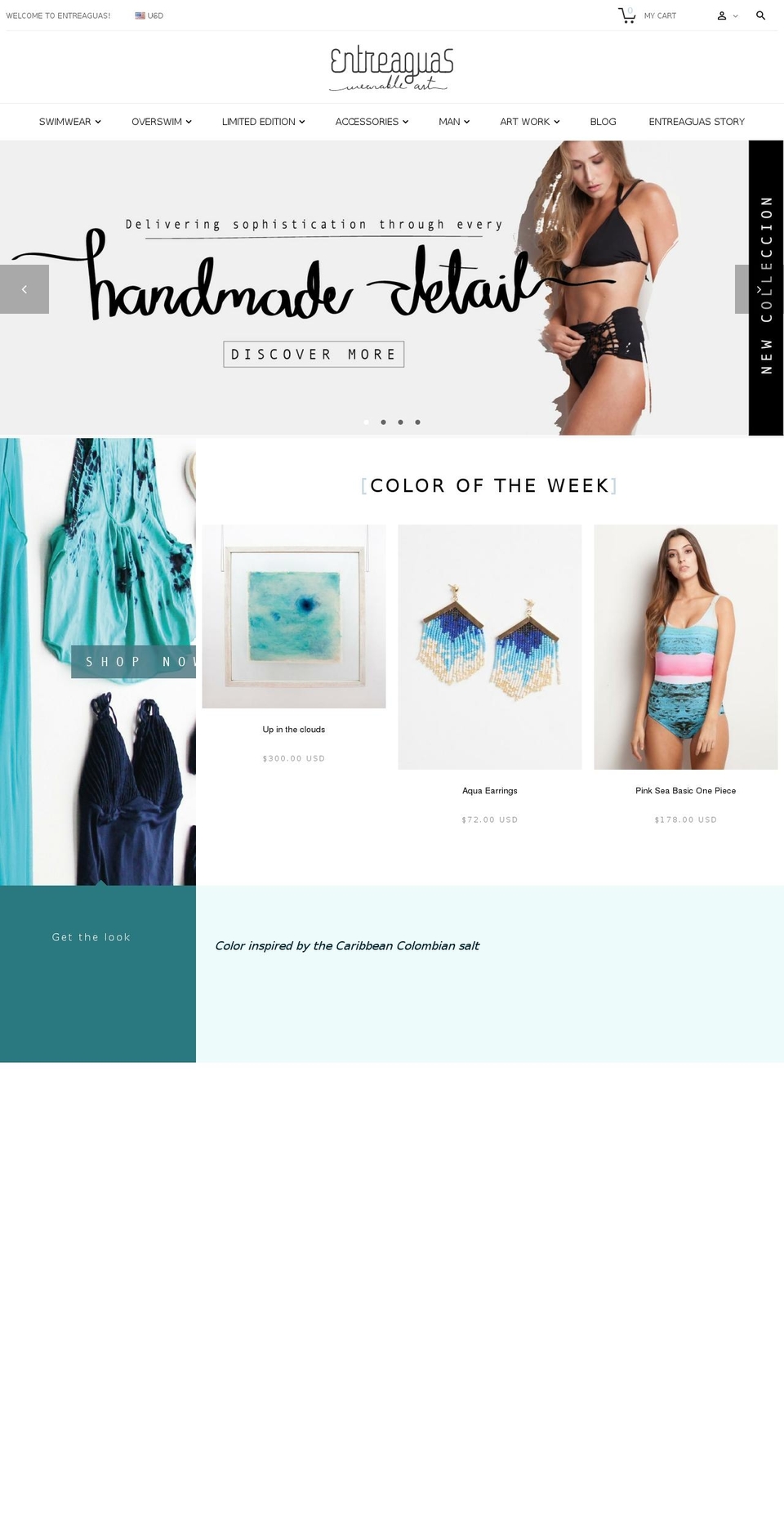 entreaguas.com.co shopify website screenshot