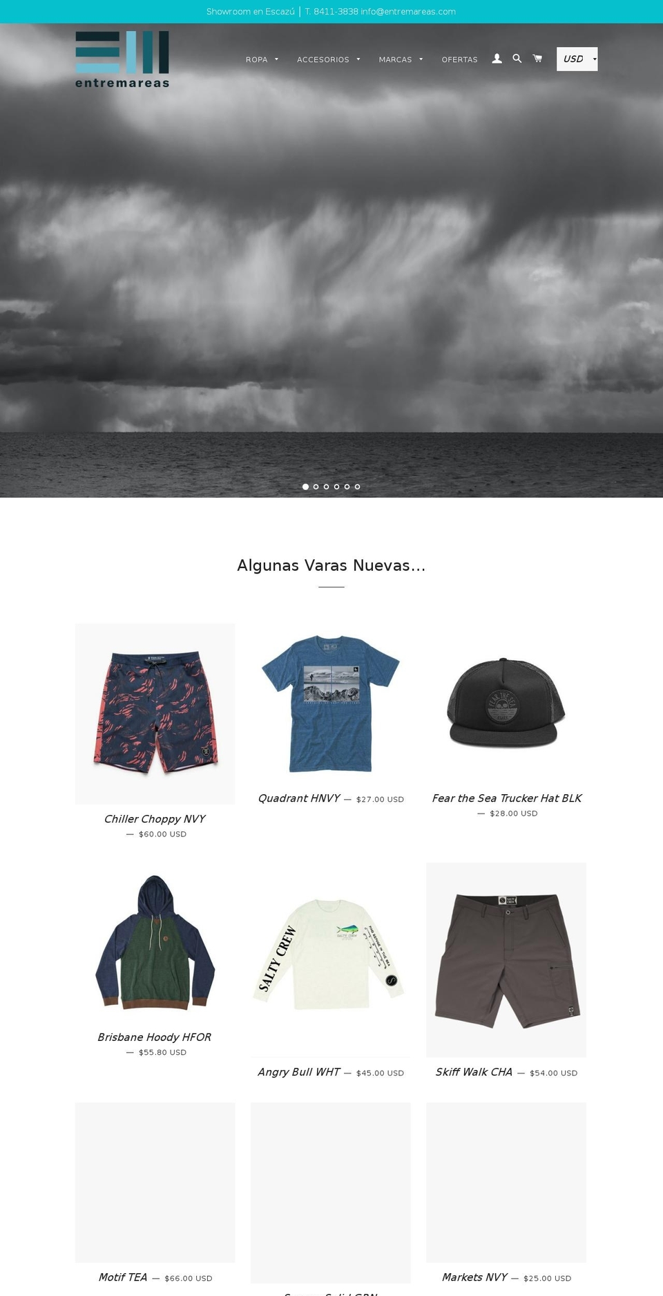 entremareas.com shopify website screenshot