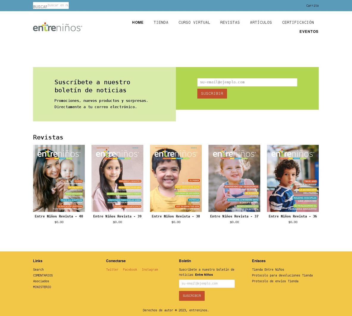 entreninos.com shopify website screenshot