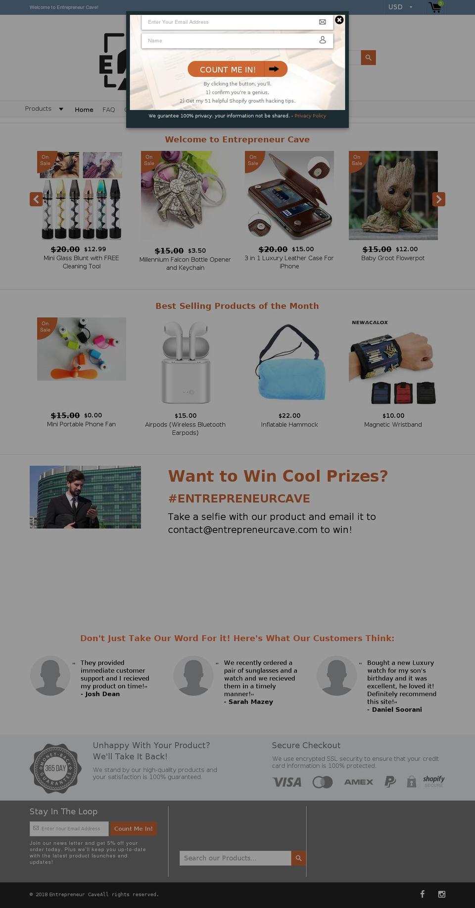 entrepreneurcave.com — Shopify storefront screenshot