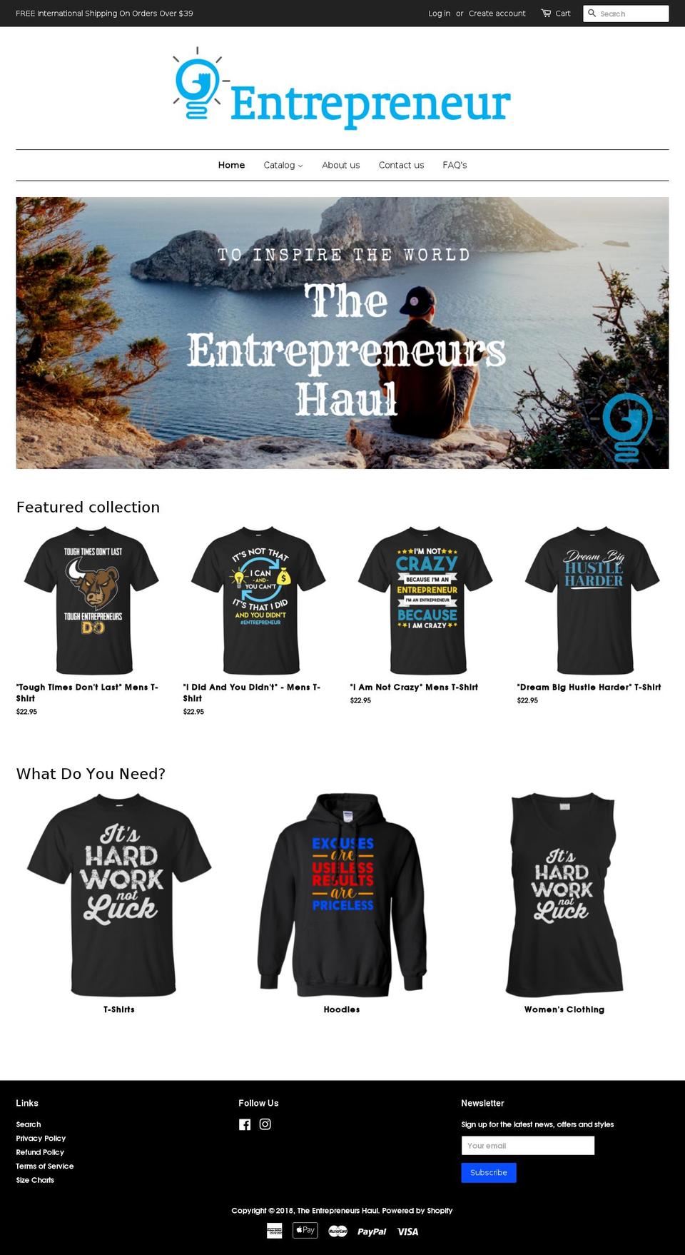 entrepreneurhaul.store shopify website screenshot