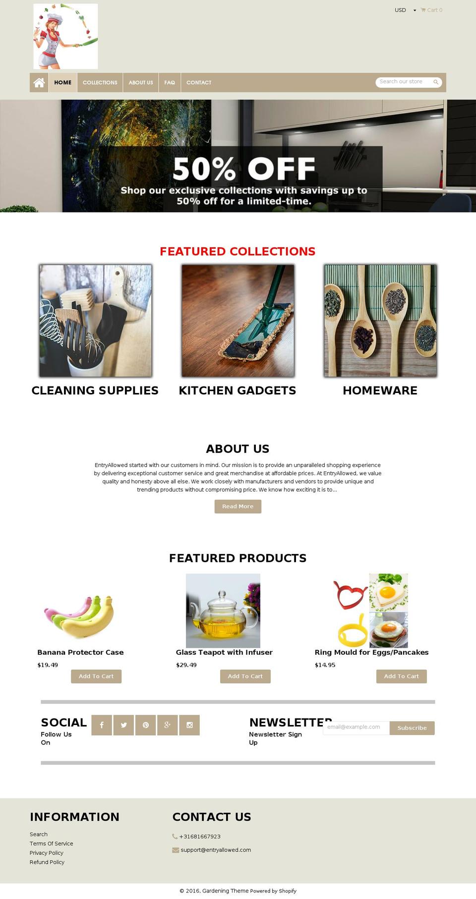 Homey Shopify theme site example entryallowed.com