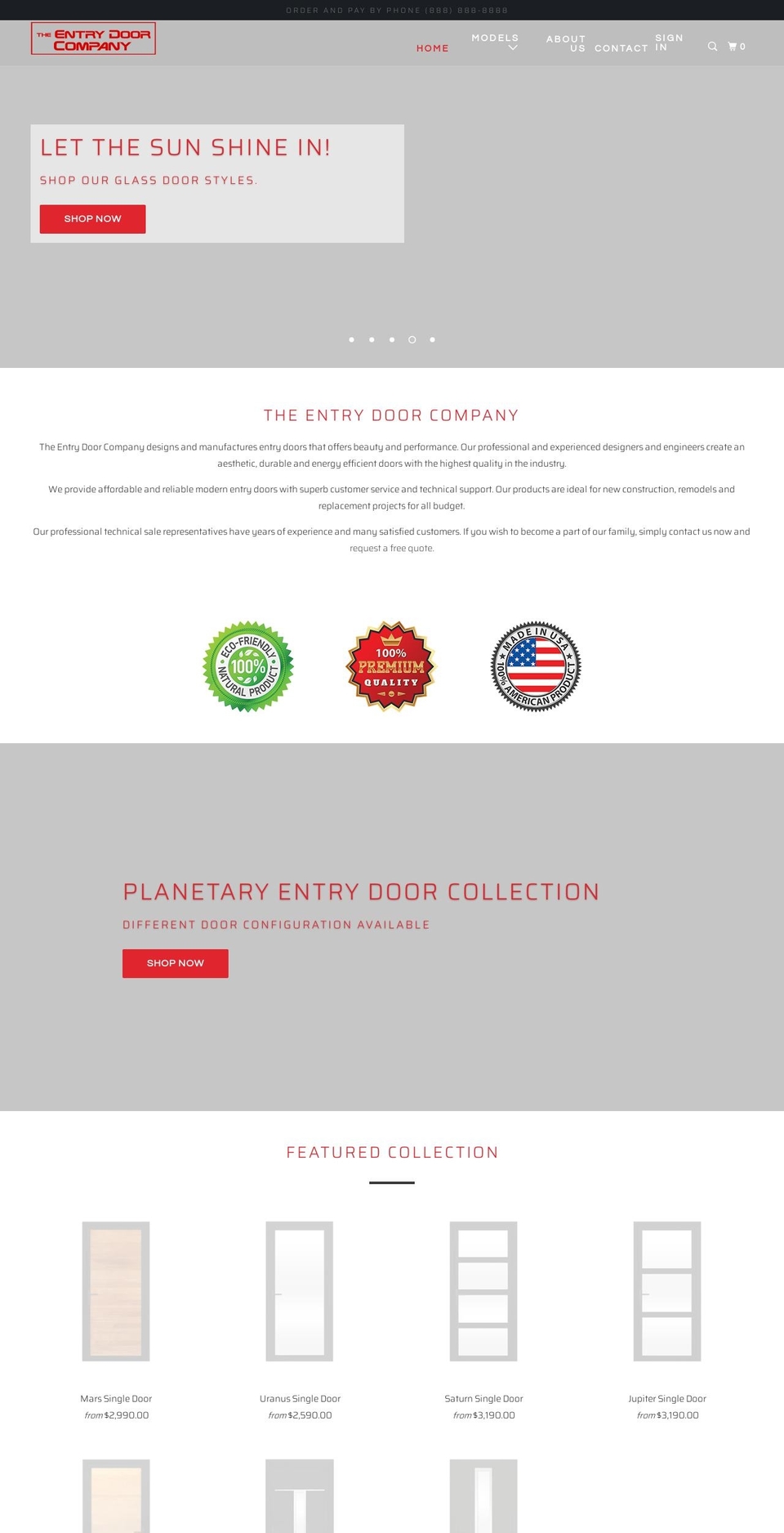 entrydoorco.com shopify website screenshot