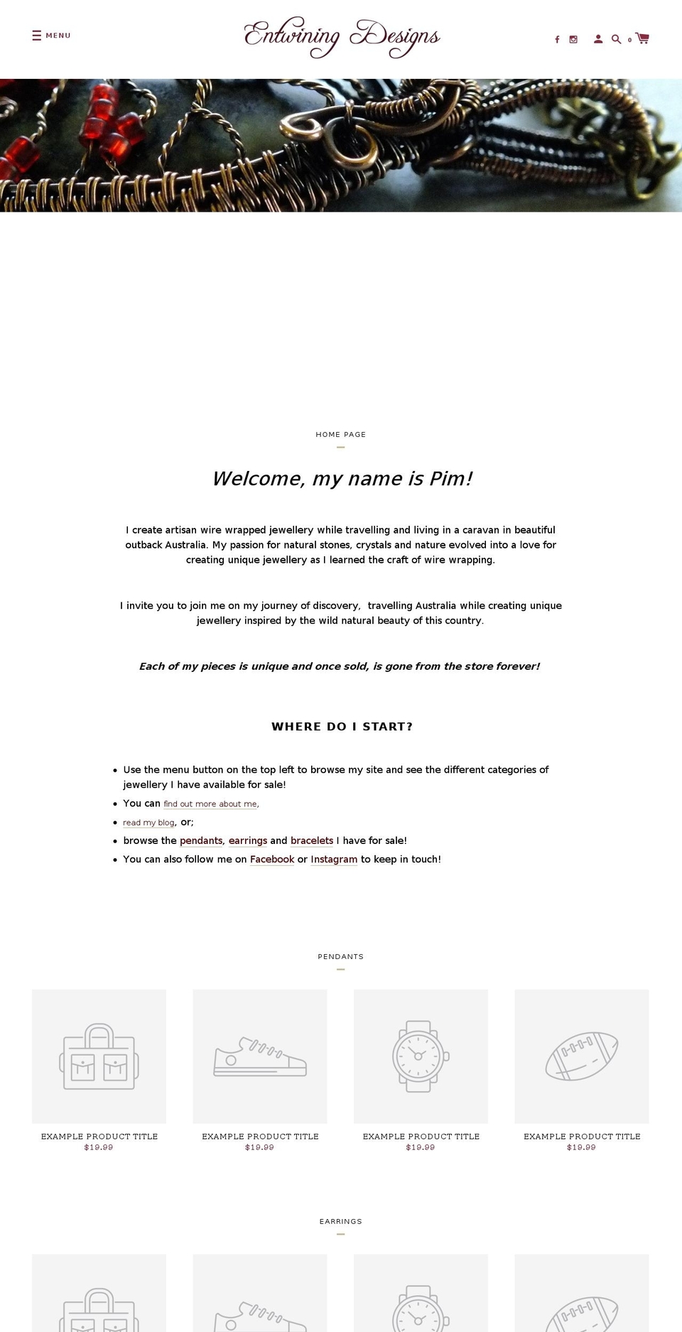 entwiningdesigns.com shopify website screenshot