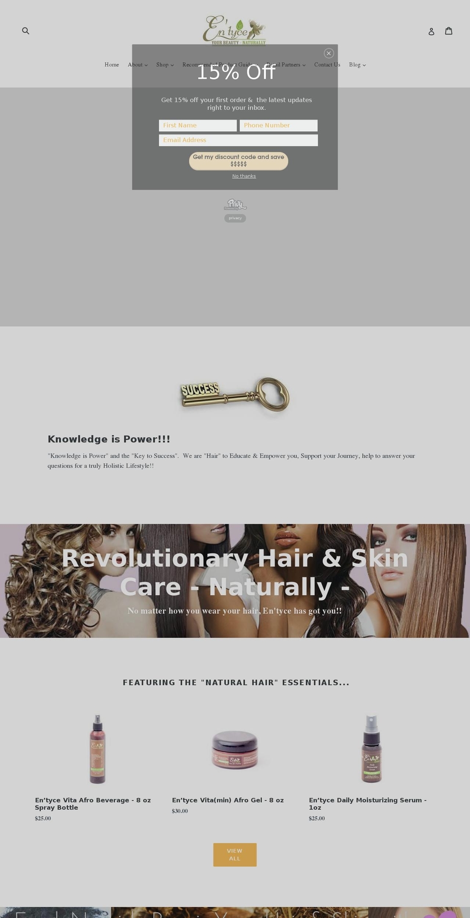 entyce-your-beauty.net shopify website screenshot