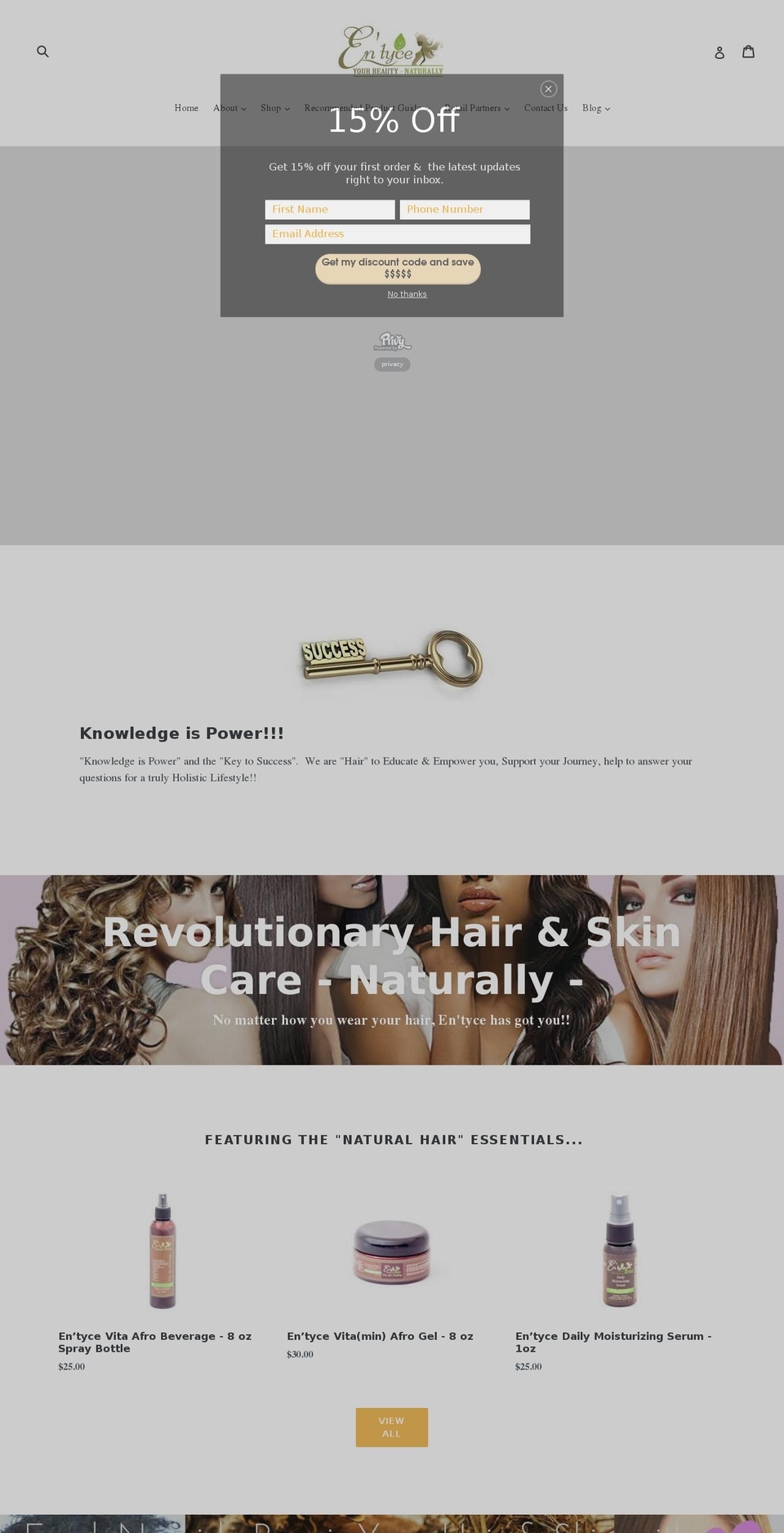 entyceyourbeauty.com shopify website screenshot