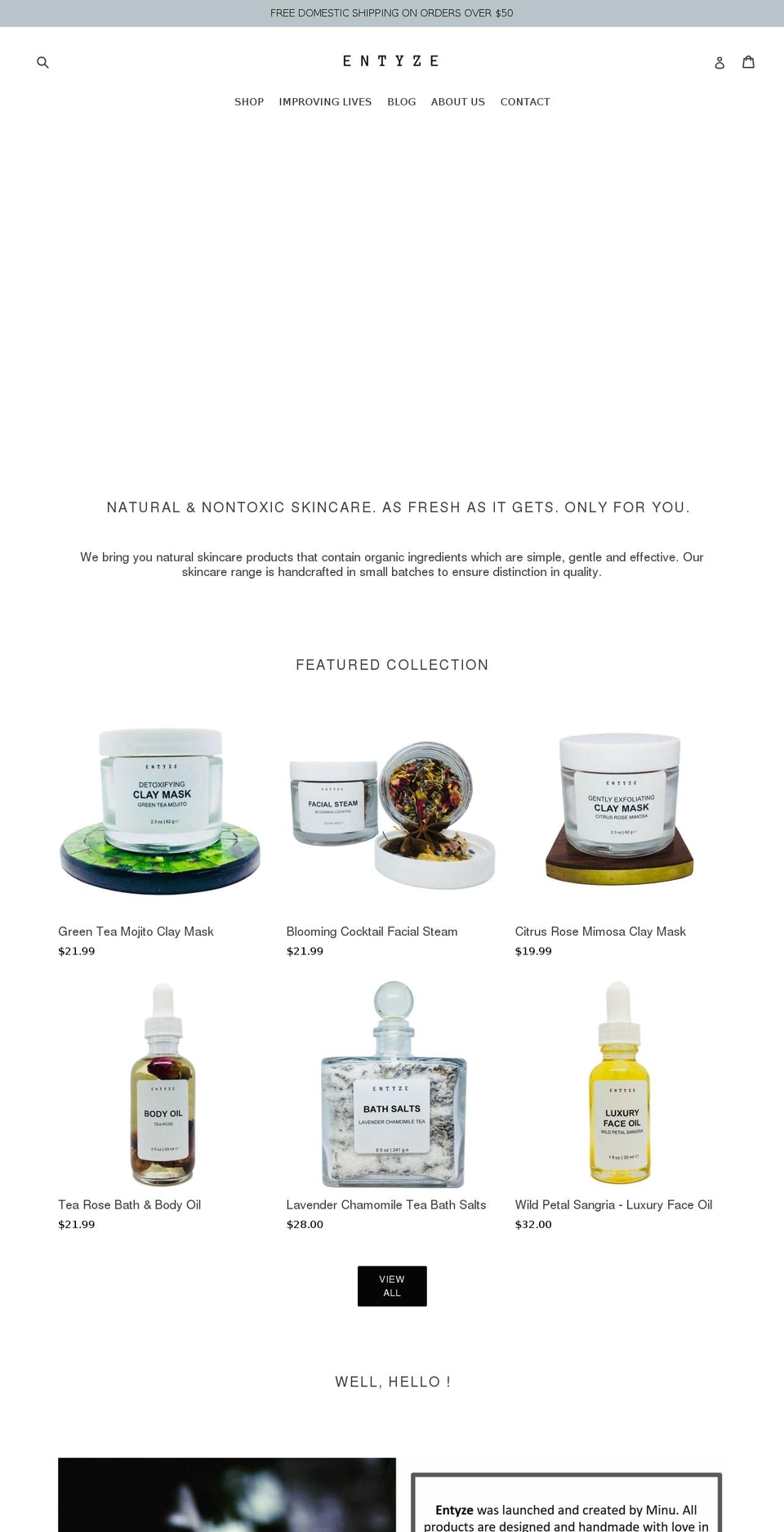 entyze.com — Shopify storefront screenshot