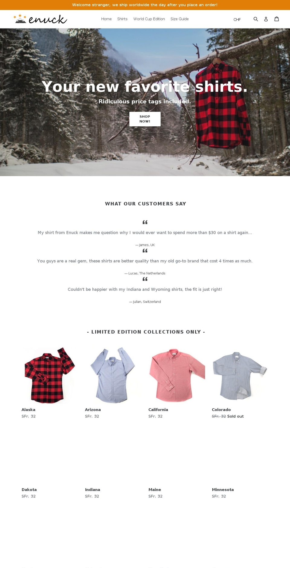 enuck.com — Shopify storefront screenshot