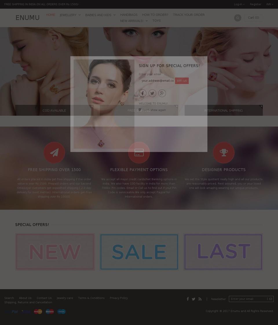enumu.com shopify website screenshot