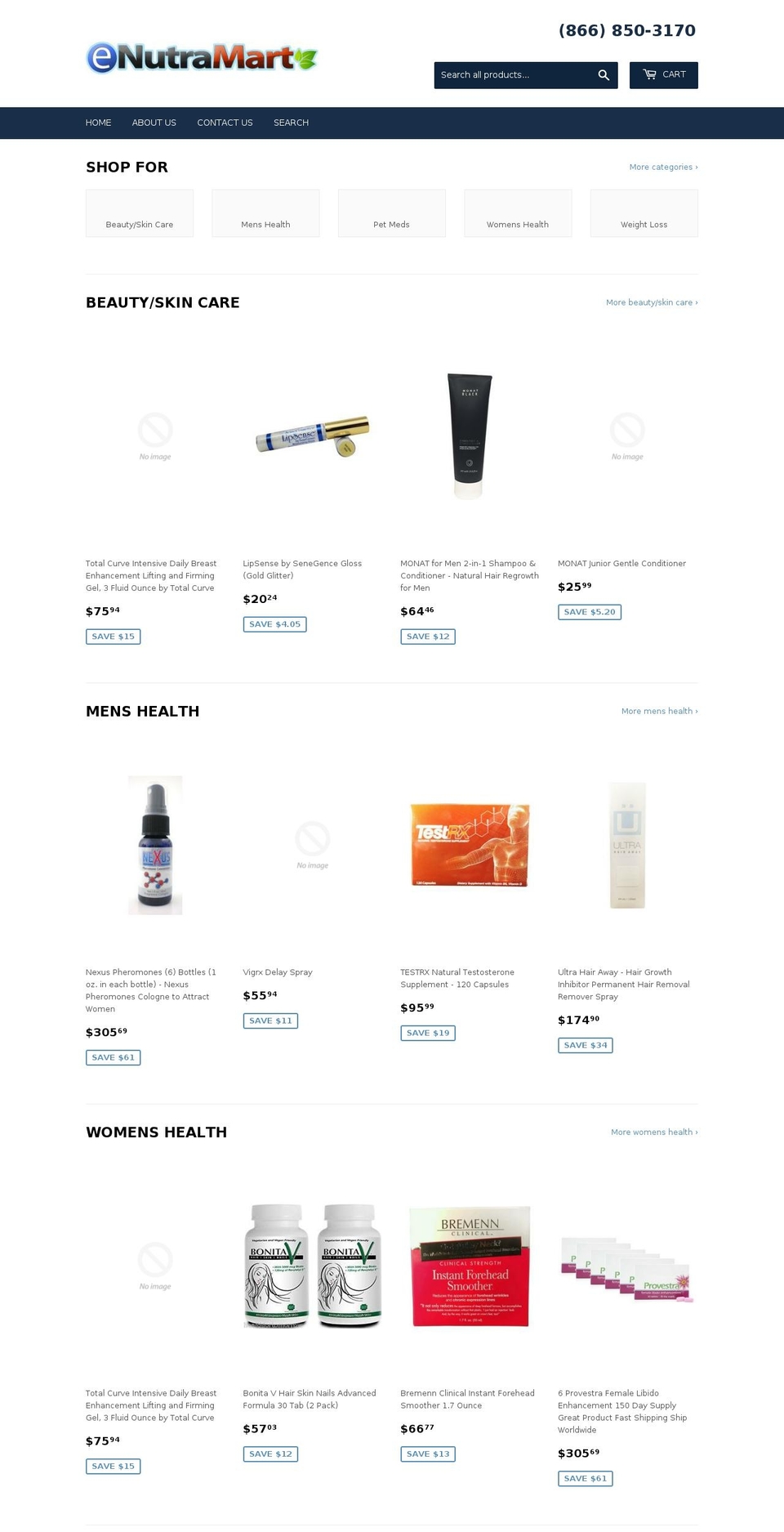 enutrashop.com shopify website screenshot