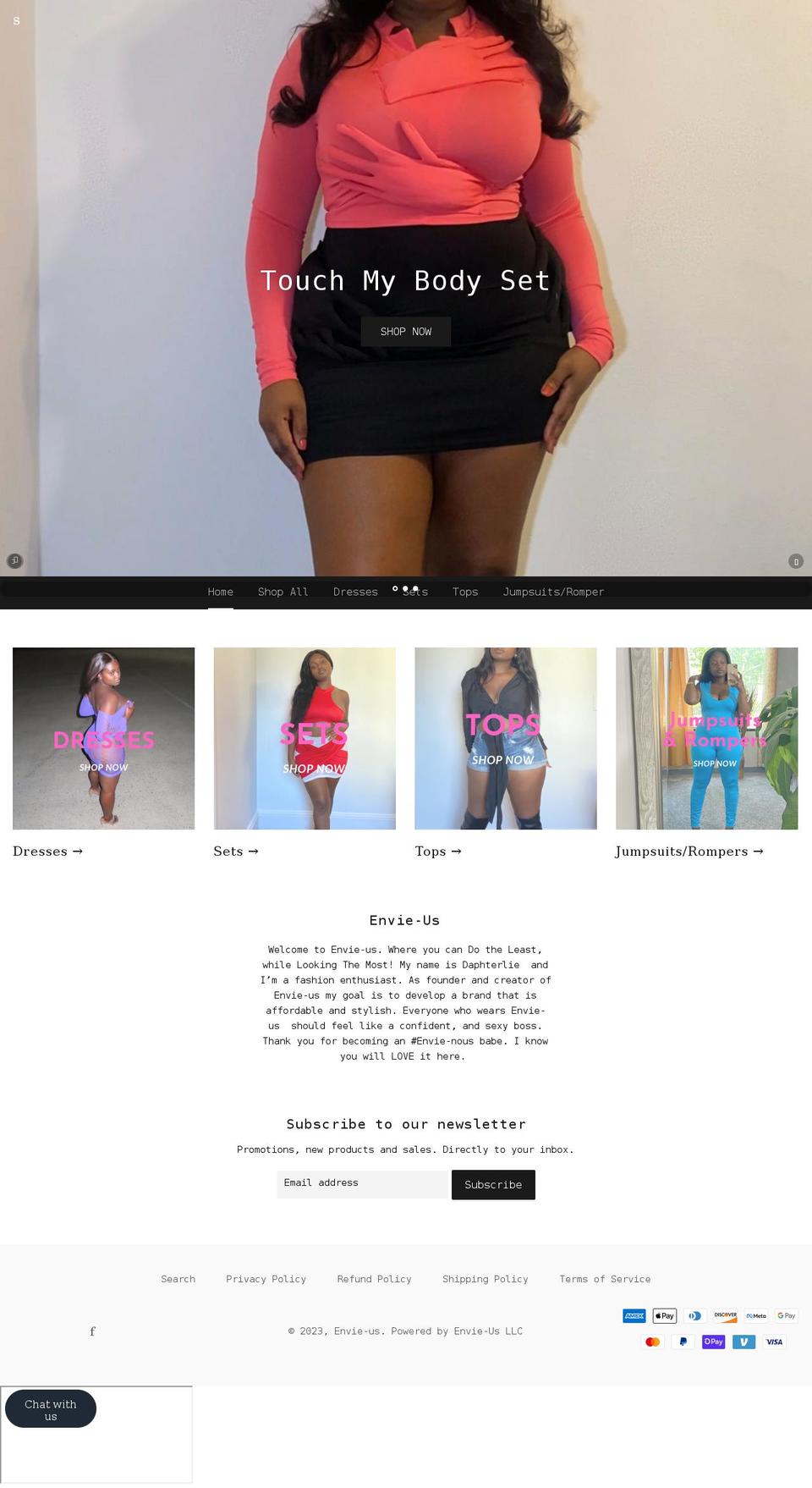 envie-us.com shopify website screenshot