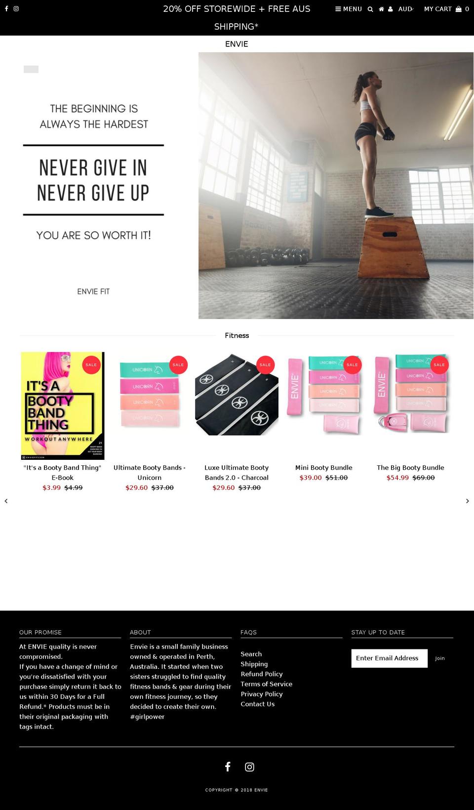 envie.store shopify website screenshot