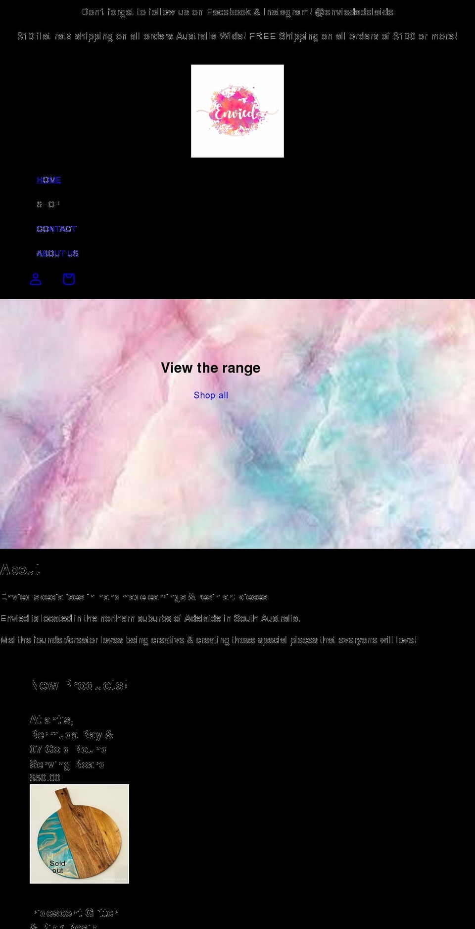 envied.com.au shopify website screenshot