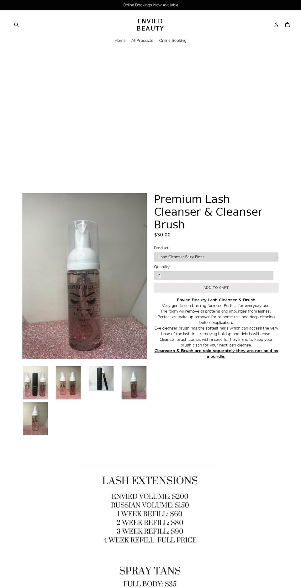 enviedbeautyy.com — Shopify storefront screenshot
