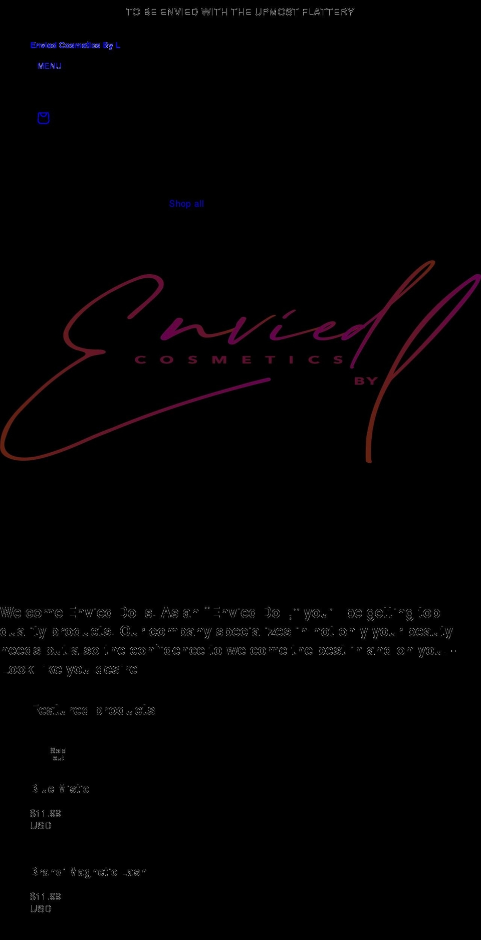 enviedcosmeticsbyl.com shopify website screenshot