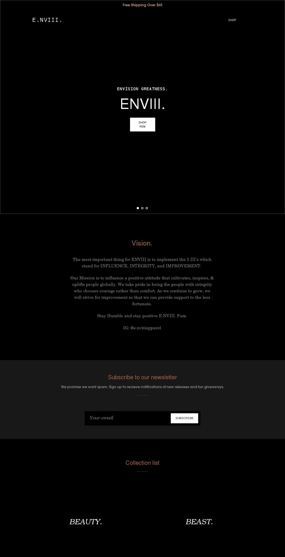 enviii.com — Shopify storefront screenshot