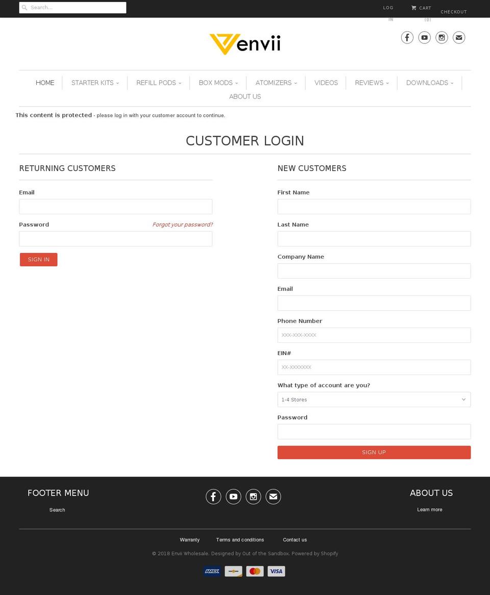 enviiwholesale.com — Shopify storefront screenshot