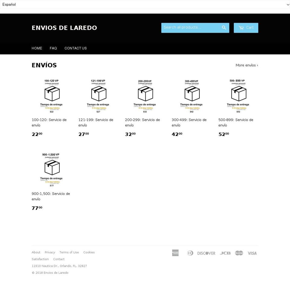 envios-de-laredo.myshopify.com shopify website screenshot