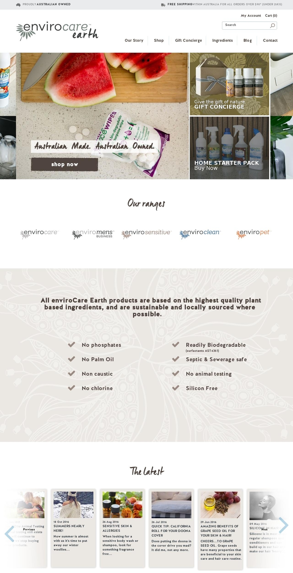 Creative Shopify theme site example envirocareearth.com.au